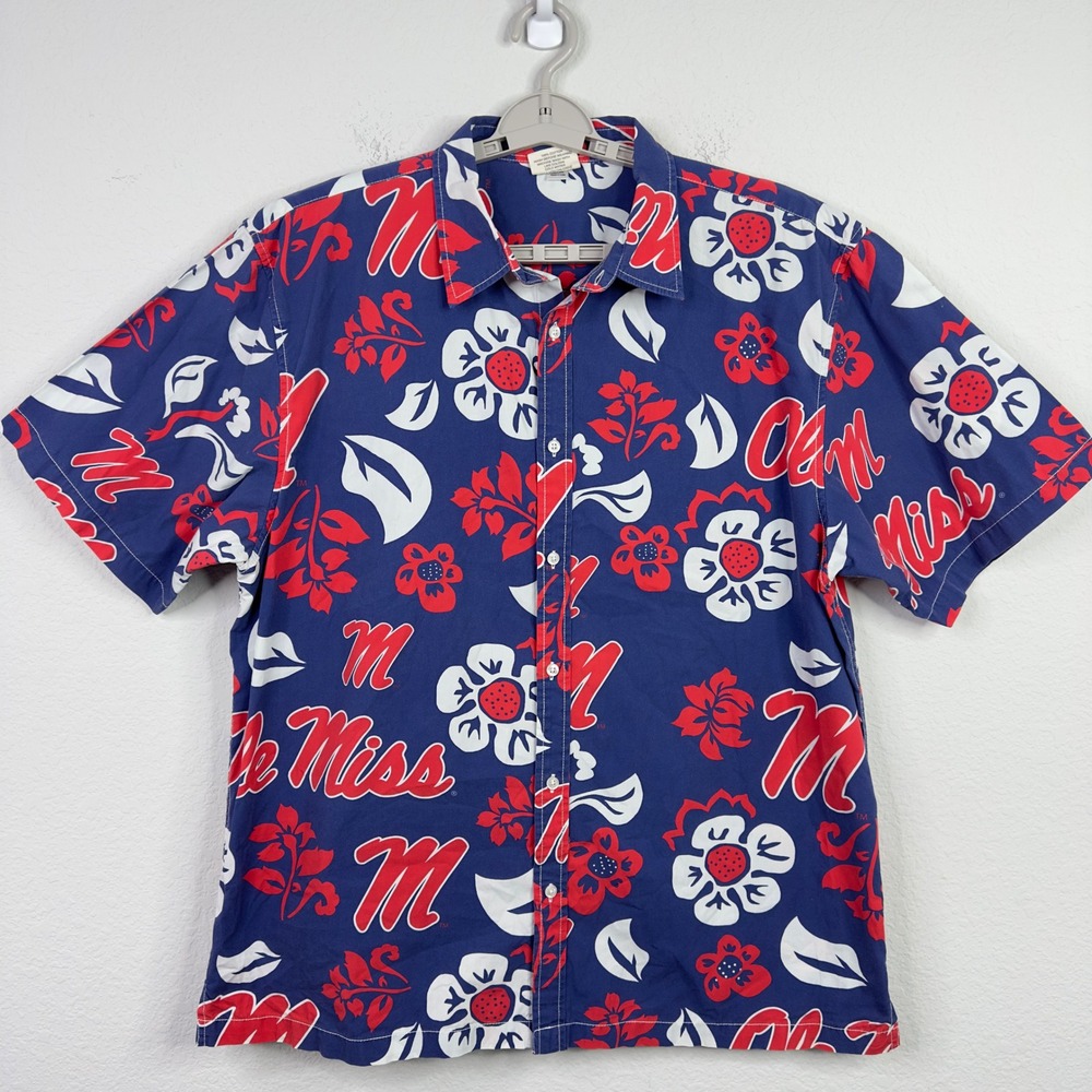 Wes‎ and Willy Ole Miss Rebels Shirt Mens XXL Floral Hawaiian Tropical Camp NCAA
